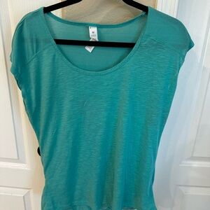 Bally Teal Short Sleeve Women's Top Medium NWOT Twist Open Back